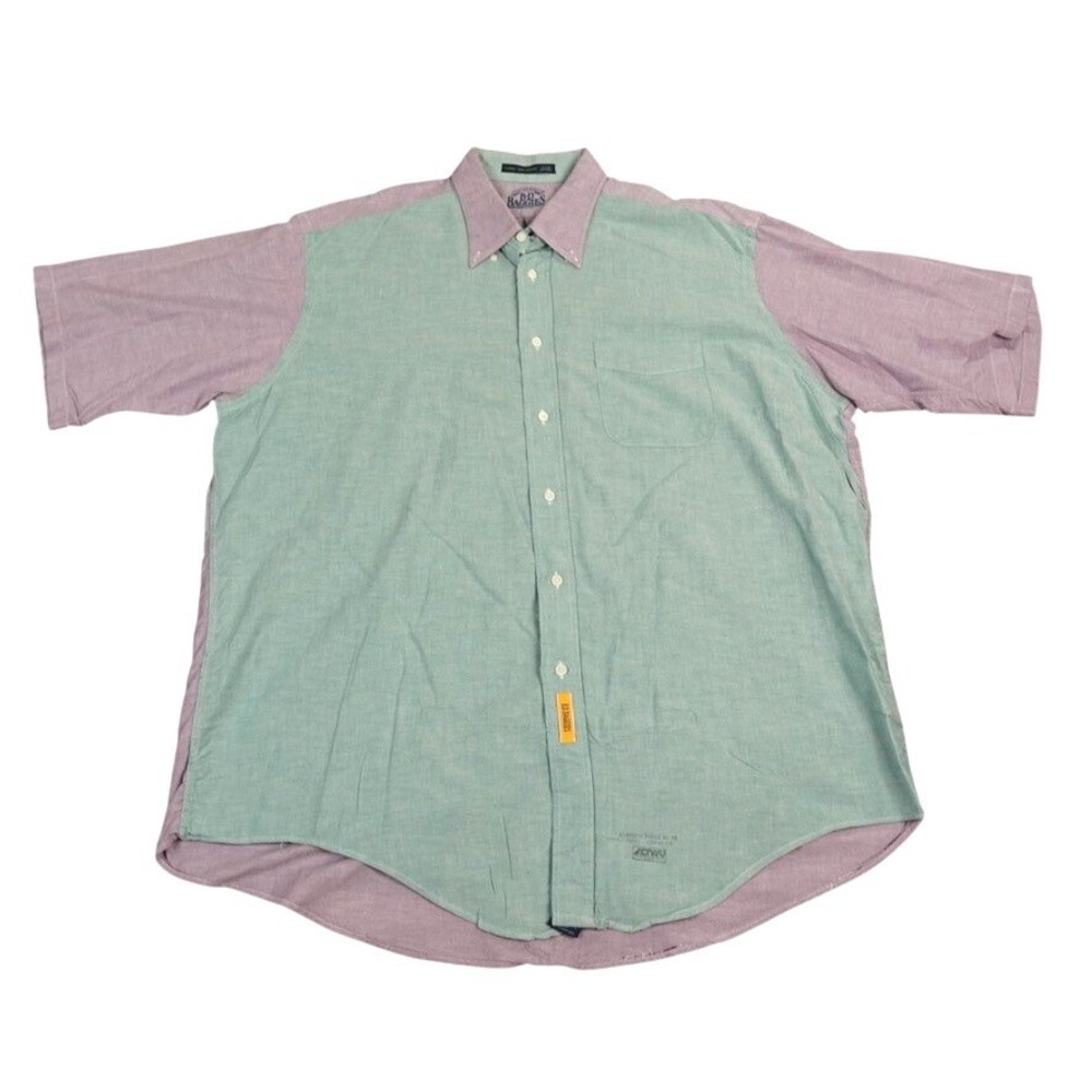 BD Baggies Shirt Mens XL Green Purple Colorblock VTG Oxford Button Down USA Logo